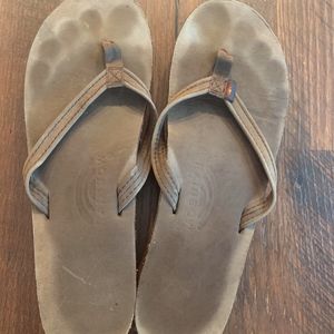Rainbow Brown Leather Flip Flop, W10